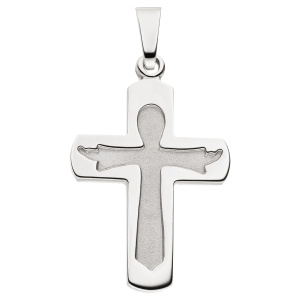 Anhänger Kreuz 925 Sterling Silber mattiert Kreuzanhänger