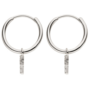 Creolen Kreuz 925 Silber 12 Zirkonia Ohrringe Silbercreolen Silberohrringe