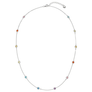 Collier Halskette 925 Sterling Silber 12 bunte Zirkonia 45 cm