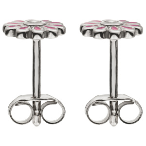 Preview: Ohrstecker Blumen rosa 925 Sterling Silber 2 Zirkonia Ohrringe Silberohrringe
