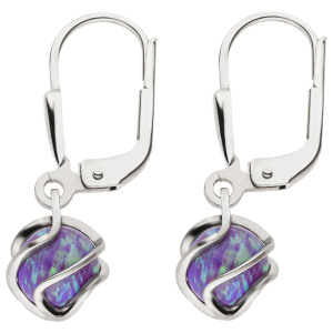 Preview: Ohrhänger 925 Sterling Silber 2 Opale Ohrringe Boutons Silberohrringe