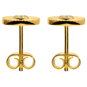Preview: Ohrstecker 925 Silber gold vergoldet 14 Zirkonia Ohrringe Silberohrringe