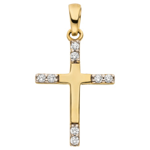 Anhänger Kreuz 333 Gold Gelbgold 8 Zirkonia Kreuzanhänger