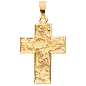 Anhänger Kreuz 333 Gold Gelbgold mattiert Kreuzanhänger