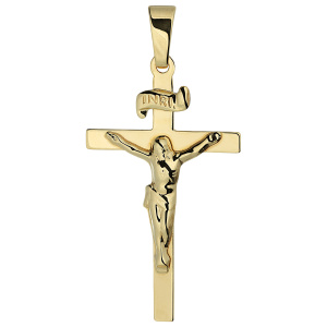 Anhänger Kreuz 333 Gold Gelbgold Goldkreuz mit Korpus INRI