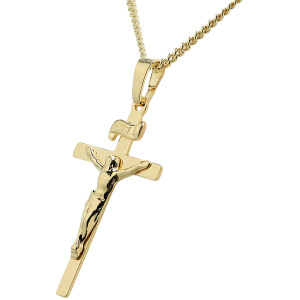 Preview: Anhänger Kreuz 333 Gold Gelbgold Goldkreuz mit Korpus INRI