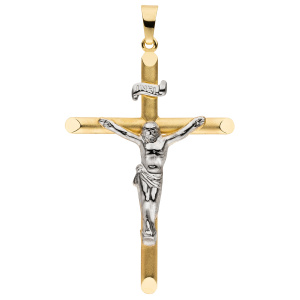 Anhänger Kreuz 333 Gold Gelbgold bicolor mattiert Kreuzanhänger