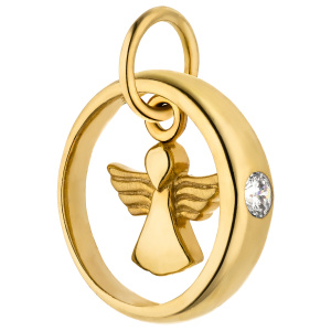 Anhänger Taufring Engel 333 Gold Gelbgold mattiert 1 Zirkonia