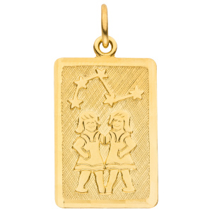 Anhänger Sternzeichen Zwilling eckig 333 Gold Gelbgold matt