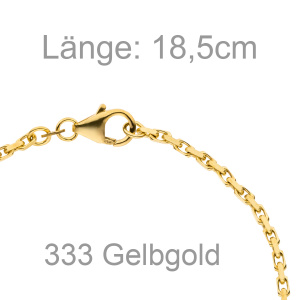 Preview: Ankerarmband 333 Gold Gelbgold diamantiert 18,5 cm