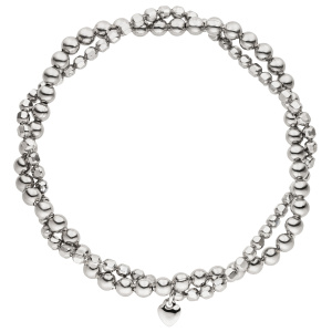 Preview: Armband Kugelarmband Herz 2-reihig verschlungen 925 Sterling Silber 16,5 cm