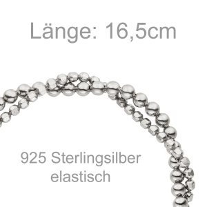 Preview: Armband Kugelarmband Herz 2-reihig verschlungen 925 Sterling Silber 16,5 cm