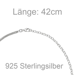 Preview: Halskette Kette 925 Sterling Silber 42 cm Silberkette Karabiner