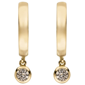 Preview: Creolen 333 Gold Gelbgold 2 Zirkonia Ohrringe Goldcreolen Goldohrringe