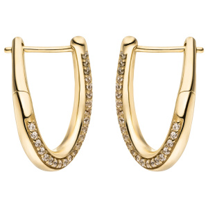 Preview: Creolen 333 Gold Gelbgold 46 Zirkonia Ohrringe Goldcreolen Goldohrringe