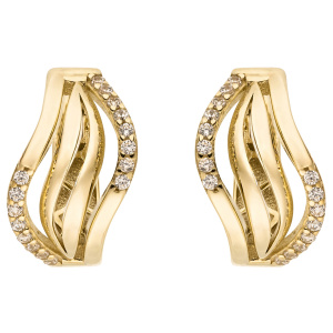 Preview: Creolen 333 Gold Gelbgold 32 Zirkonia Ohrringe Goldcreolen Goldohrringe