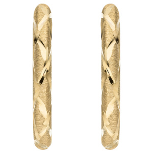 Preview: Creolen 333 Gold Gelbgold mattiert diamantiert Ohrringe Goldcreolen
