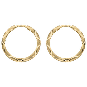 Preview: Creolen 333 Gold Gelbgold mattiert diamantiert Ohrringe Goldcreolen