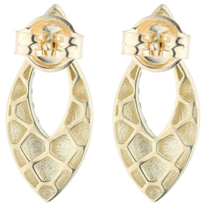 Preview: Ohrstecker oval 333 Gelbgold diamantierte Ohrringe