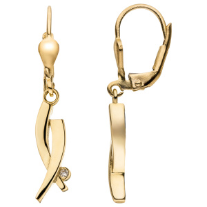 Ohrhänger 333 Gold Gelbgold 2 Zirkonia Ohrringe Boutons Goldohrringe