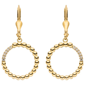 Preview: Ohrhänger 333 Gold Gelbgold 12 Zirkonia Ohrringe Boutons Goldohrringe