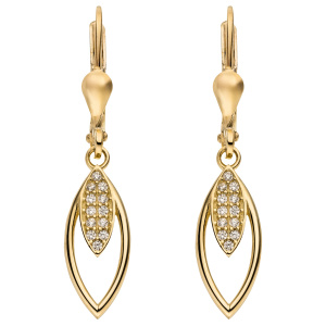 Ohrhänger 333 Gold Gelbgold 24 Zirkonia Ohrringe Boutons Goldohrringe