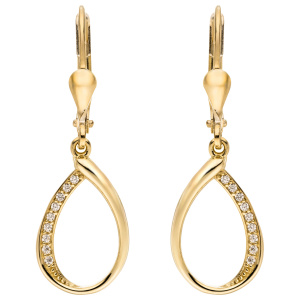 Preview: Ohrhänger Tropfen 333 Gold Gelbgold 18 Zirkonia