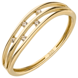Damen Ring 333 Gold Gelbgold 5 Zirkonia Goldring