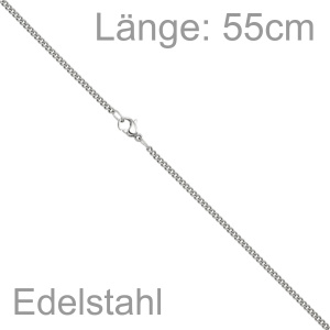 Preview: Panzerkette Edelstahl 55 cm Kette Halskette Karabiner