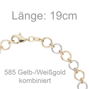 Preview: Armband 585 Gold Gelbgold Weißgold bicolor 19 cm