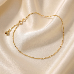 Preview: Fußkettchen mit Kugel 333 Gelbgold 25 cm Federring