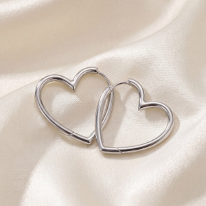 Preview: Creolen Herz 925 Sterling Silber Ohrringe
