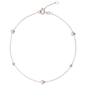 Fußkettchen Herz/Kugel 925 Sterling Silber Federring
