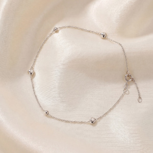 Preview: Fußkettchen Herz/Kugel 925 Sterling Silber Federring