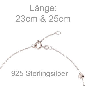 Preview: Fußkettchen Herz/Kugel 925 Sterling Silber Federring