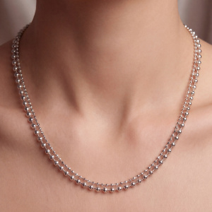 Preview: Collier Halskette Kugeln 925 Sterling Silber 44 cm Silberkette