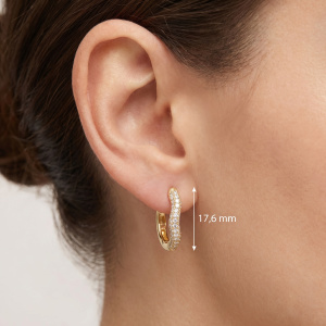 Preview: Creolen geschwungen 925 Sterling Silber vergoldet 74 Zirkonia Ohrringe