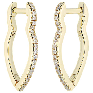 Creolen spitz 925 Sterling Silber vergoldet 40 Zirkonia
