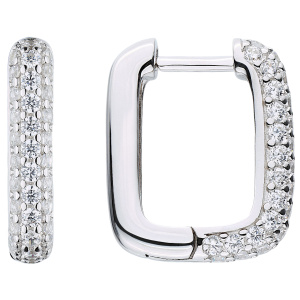 Creolen eckig 925 Sterling Silber 74 Zirkonia Ohrringe