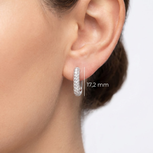 Creolen eckig 925 Sterling Silber 74 Zirkonia Ohrringe