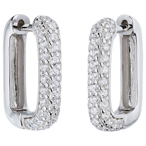 Creolen eckig 925 Sterling Silber 74 Zirkonia Ohrringe