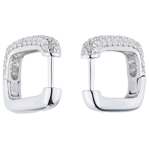 Creolen eckig 925 Sterling Silber 74 Zirkonia Ohrringe
