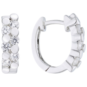 Creolen oval 925 Sterling Silber 12 Zirkonia Ohrringe