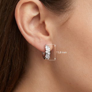 Creolen oval 925 Sterling Silber 12 Zirkonia Ohrringe