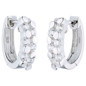 Creolen oval 925 Sterling Silber 12 Zirkonia Ohrringe