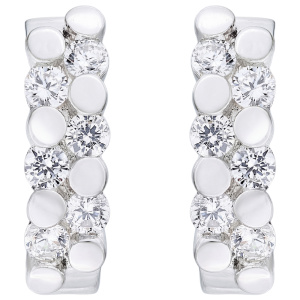 Creolen oval 925 Sterling Silber 12 Zirkonia Ohrringe