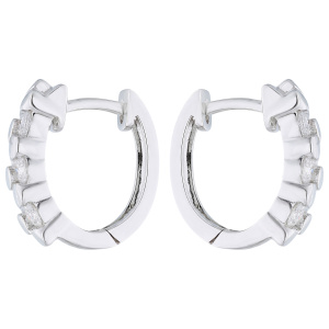 Creolen oval 925 Sterling Silber 12 Zirkonia Ohrringe