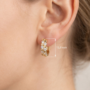 Preview: Creolen oval 925 Sterling Silber vergoldet 12 Zirkonia Ohrringe