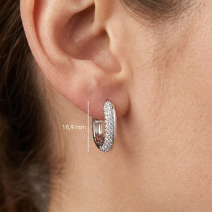 Preview: Creolen eckig 925 Sterling Silber 54 Zirkonia Ohrringe