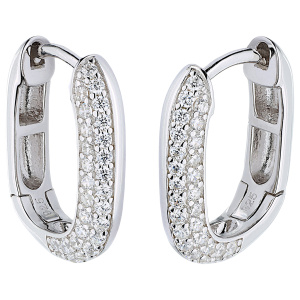 Preview: Creolen eckig 925 Sterling Silber 54 Zirkonia Ohrringe